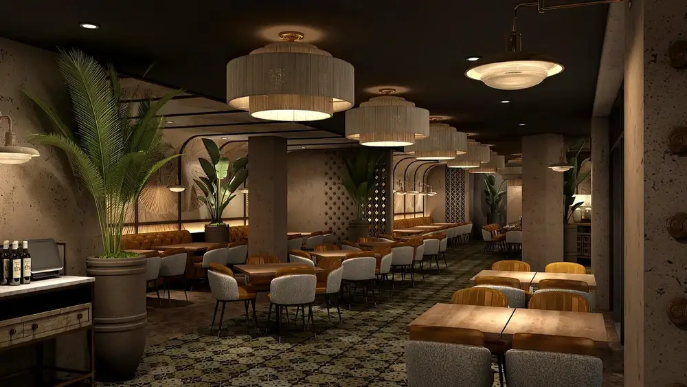 Design rendering of the banquet dining room