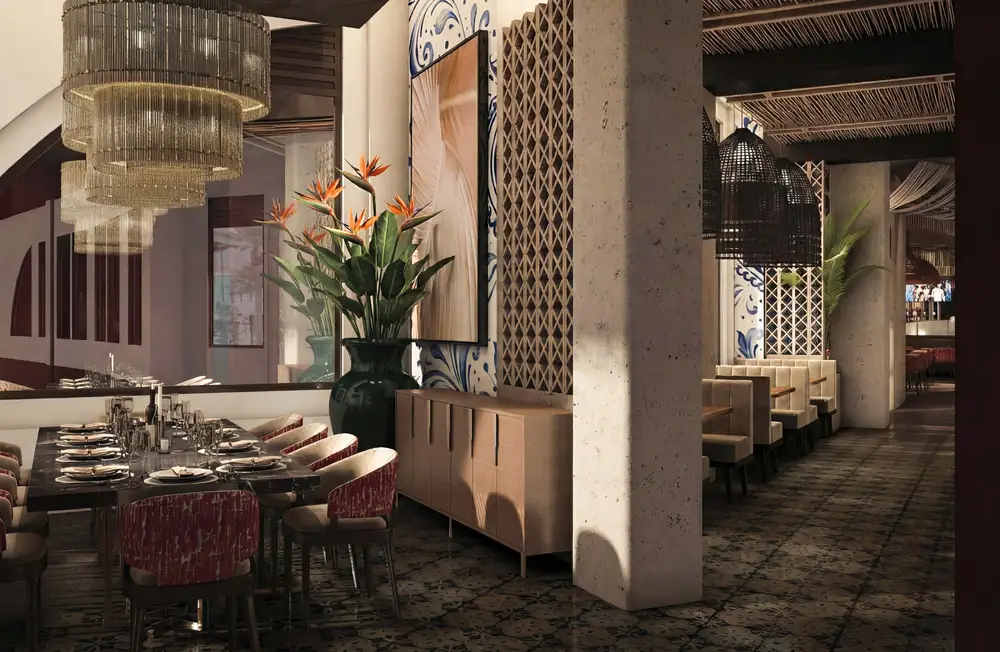 Design rendering of a private dining room